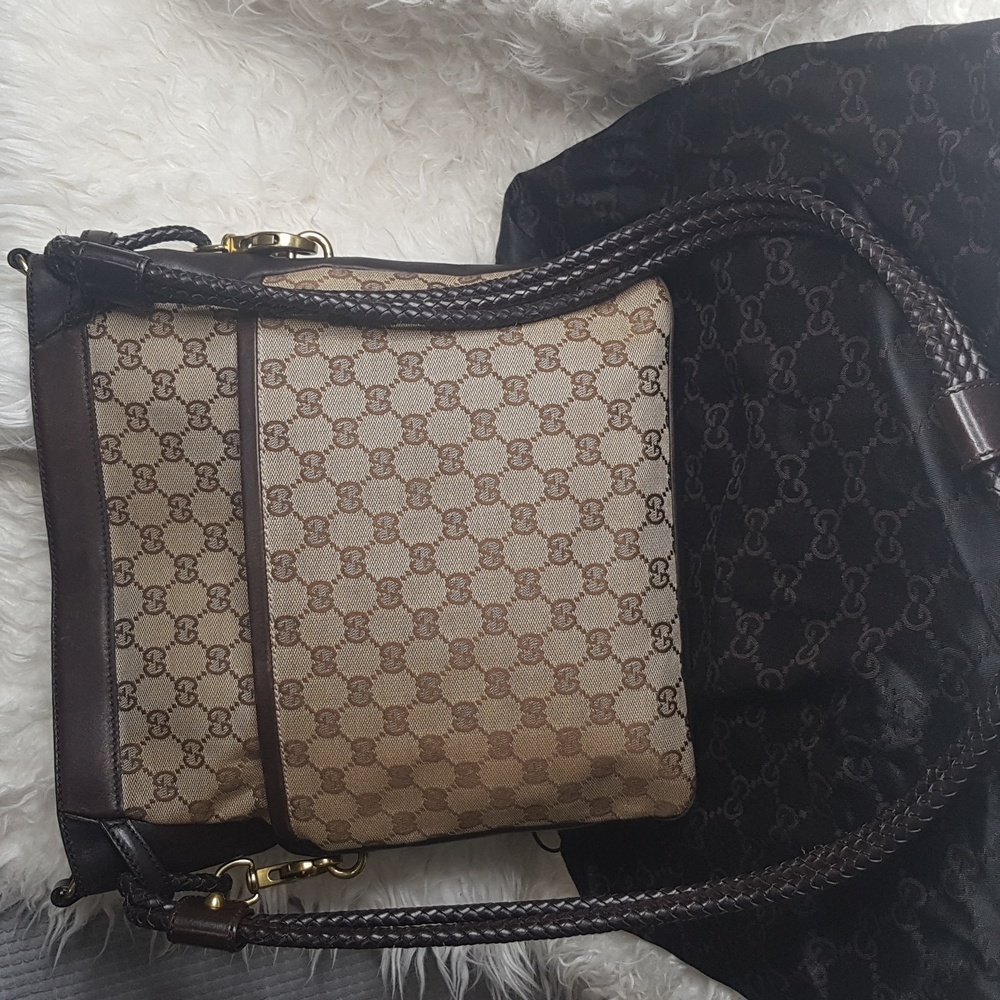 Gucci Beige and Brown Monogram Crossbody Bag